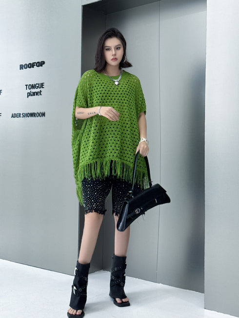 Fringe Knit Oversize Top